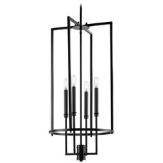 Progress Lighting Elara 4-Light Matte Black Foyer Chandelier