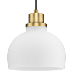 Progress Lighting Garris Vintage Brass Mini-Pendant Light with Bowl / Dome Shade