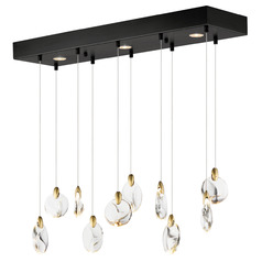 Et2 Pebble Black & Polished Gold LED Multi-Light Pendant
