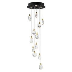 Et2 Pebble Black & Polished Gold LED Multi-Light Pendant