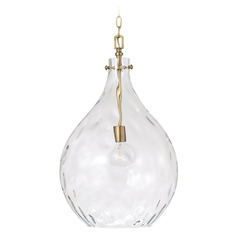 Capital Lighting Bristol Aged Brass Pendant Light with Teardrop Shade