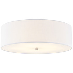 Justice Design Classic 25 Inch Drum Flush Mount Nickel White