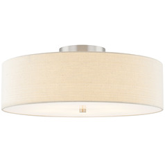Justice Design Classic 24 Inch Drum Semi Flush Nickel Cream