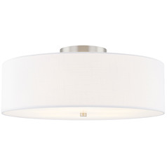 Justice Design Classic 24 Inch Drum Semi Flush Nickel White