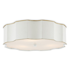 Currey and Company Tom Caldwell Wexford Snow White & Gold Highlights LED Flushmount Light