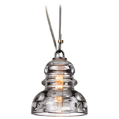 Troy Lighting Menlo Park Old Silver Mini-Pendant Light with Bowl / Dome Shade