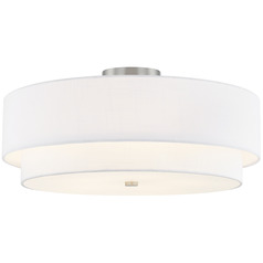 Justice Design Classic 22 Inch Tiered Drum Semi Flush White