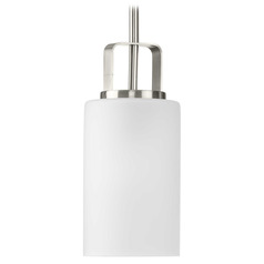 Progress Lighting League Brushed Nickel Mini-Pendant Light with Cylindrical Shade