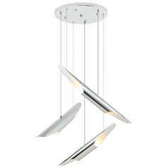 Matteo Lighting Stylus Chrome Multi-Light Pendant with Cylindrical Shade