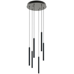 Afx Lighting Eli Black LED Multi-Light Pendant with Cylindrical Shade