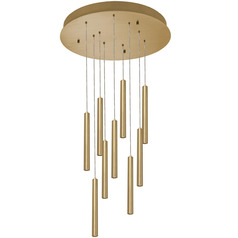 Afx Lighting Eli Satin Brass LED Multi-Light Pendant with Cylindrical Shade