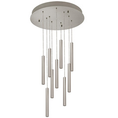 Afx Lighting Eli Satin Nickel LED Multi-Light Pendant with Cylindrical Shade