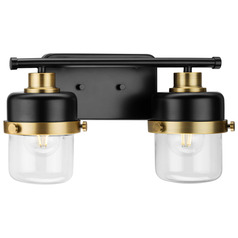 Progress Lighting Beckner Matte Black & Vintage Brass Bathroom Light