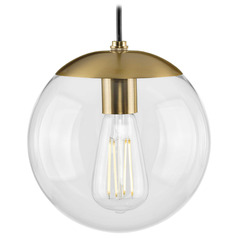 Progress Lighting Atwell Brushed Bronze Mini-Pendant Light with Globe Shade