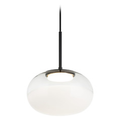 Matteo Lighting Jayce Matte Black LED Pendant Light with Bowl / Dome Shade
