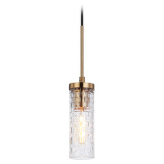 Matteo Lighting Weaver Aged Gold Brass Mini-Pendant Light with Cylindrical Shade