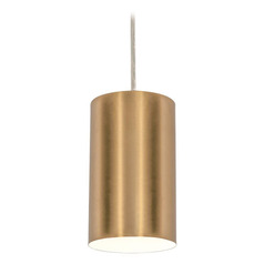 Afx Lighting Tyke Satin Brass Mini-Pendant Light with Cylindrical Shade