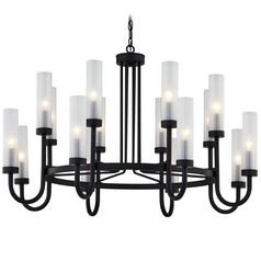 Justice Design Anchor 42 Inch Chandelier Black Clear Frosted
