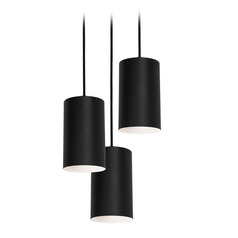 Afx Lighting Tyke Black Multi-Light Pendant with Cylindrical Shade