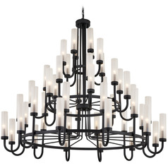 Justice Design Anchor 60 Inch 3-Tier Chandelier Black Clear