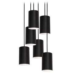Afx Lighting Tyke Black Multi-Light Pendant with Cylindrical Shade