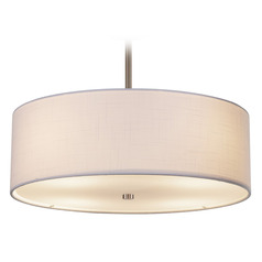 Justice Design Group Classic Brushed Nickel Pendant Light with Drum Shade