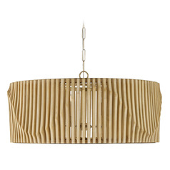 Capital Lighting Archer Blonde Wood and Matte Brass Pendant Light with Drum Shade