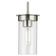 Progress Lighting Kellwyn Brushed Nickel Mini-Pendant Light with Cylindrical Shade