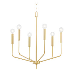 Mitzi Hudson Aged Brass 6-Light Chandelier