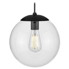 Progress Lighting Atwell Matte Black Mini-Pendant Light with Globe Shade