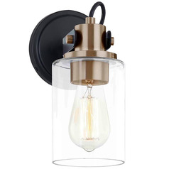 Justice Design Brooklyn 1-Light Wall Sconce Brass Clear