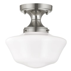 10-Inch Schoolhouse Ceiling Light in Satin Nickel Finish