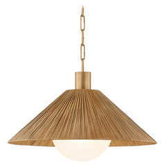 Troy Lighting Woodside Patina Brass LED Pendant Light with Empire Shade