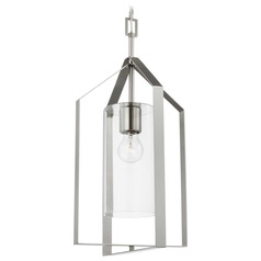 Progress Lighting Vertex Brushed Nickel Pendant Light with Cylindrical Shade