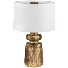 Troy Lighting Terron Patina Brass LED Table Lamp with Drum Shade