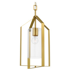 Progress Lighting Vertex Brushed Gold Pendant Light with Cylindrical Shade