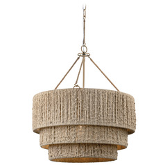 Troy Lighting Reza Patina Brass LED Pendant Light with Drum Shade