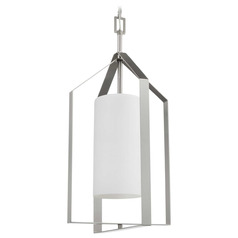 Progress Lighting Vertex Brushed Nickel Pendant Light with Cylindrical Shade