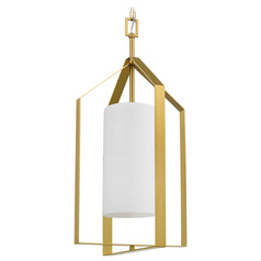 Progress Lighting Vertex Brushed Gold Pendant Light with Cylindrical Shade
