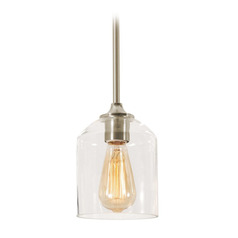 Afx Lighting William Satin Nickel Mini-Pendant Light with Bowl / Dome Shade