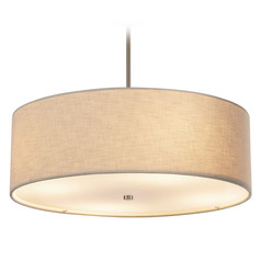Justice Design Group Classic Brushed Nickel Pendant Light with Drum Shade