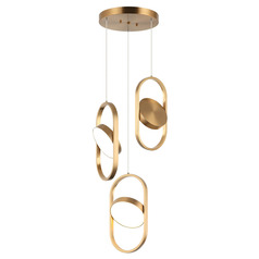 Matteo Lighting Kennedy Aged Gold Brass LED Multi-Light Pendant