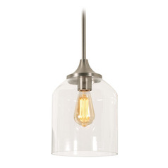 Afx Lighting William Satin Nickel Mini-Pendant Light with Bowl / Dome Shade