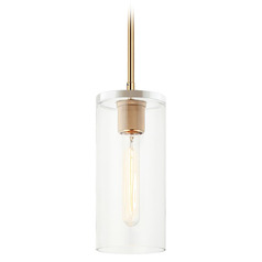 Matteo Lighting Lincoln Aged Gold Brass Mini-Pendant Light with Cylindrical Shade