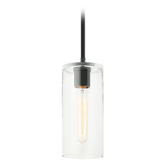Matteo Lighting Lincoln Matte Black Mini-Pendant Light with Cylindrical Shade