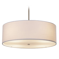 Justice Design Group Classic Brushed Nickel Pendant Light with Drum Shade