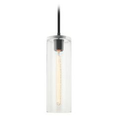 Matteo Lighting Lincoln Matte Black Mini-Pendant Light with Cylindrical Shade