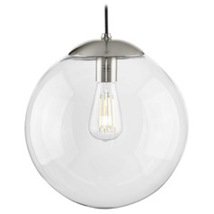 Progress Lighting Atwell Brushed Nickel Pendant Light with Globe Shade