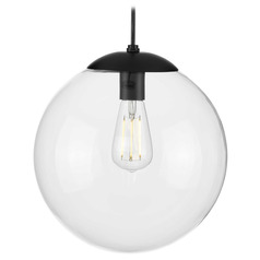 Progress Lighting Atwell Matte Black Pendant Light with Globe Shade