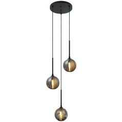 Matteo Lighting Jemyca Matte Black Multi-Light Pendant with Globe Shade